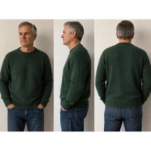 Industry Mens Crew Neck Sweater Dark Green Cotton Blend XL NWT